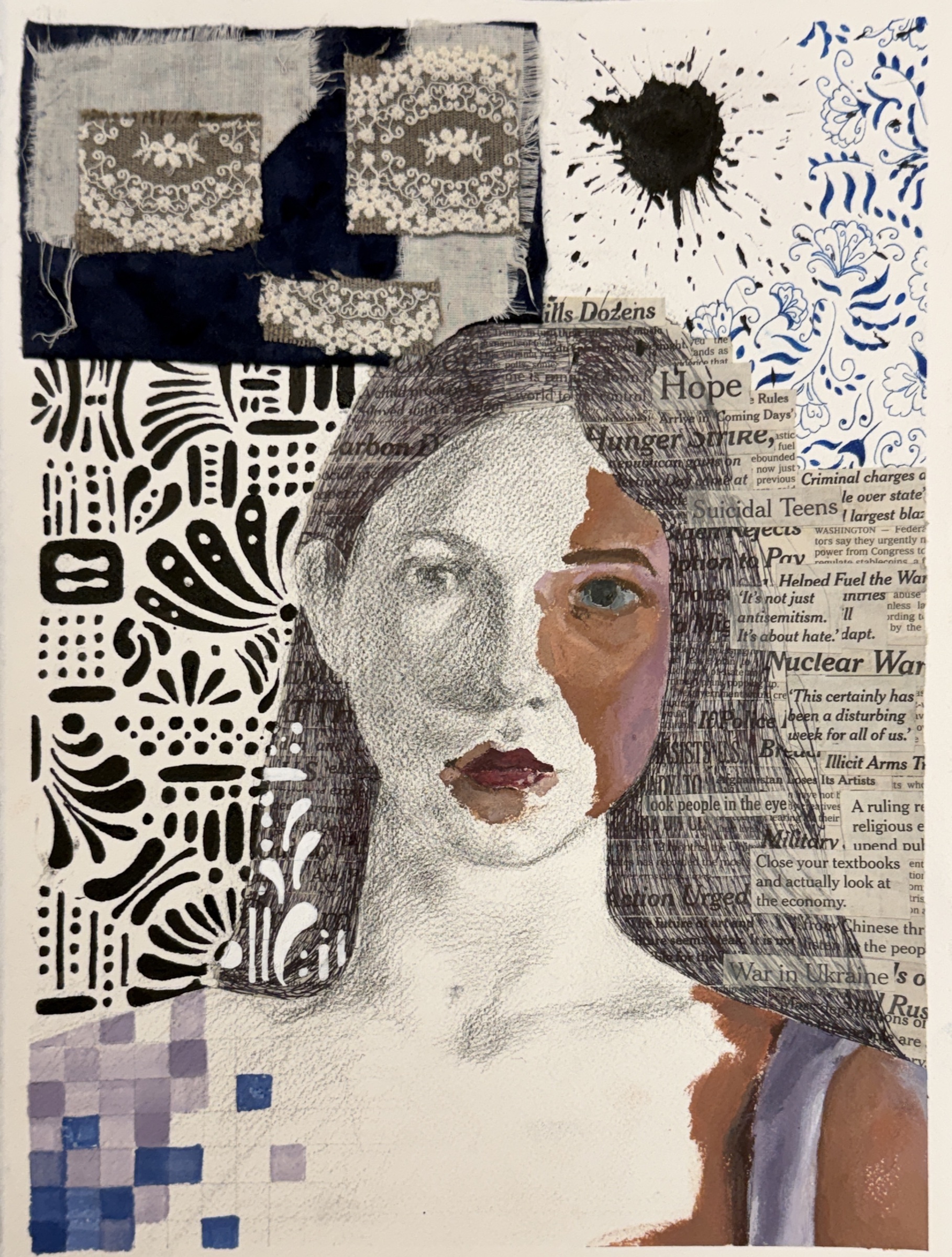 Work 7: A self-portrait in which carefully chosen materials convey layered individuality.
